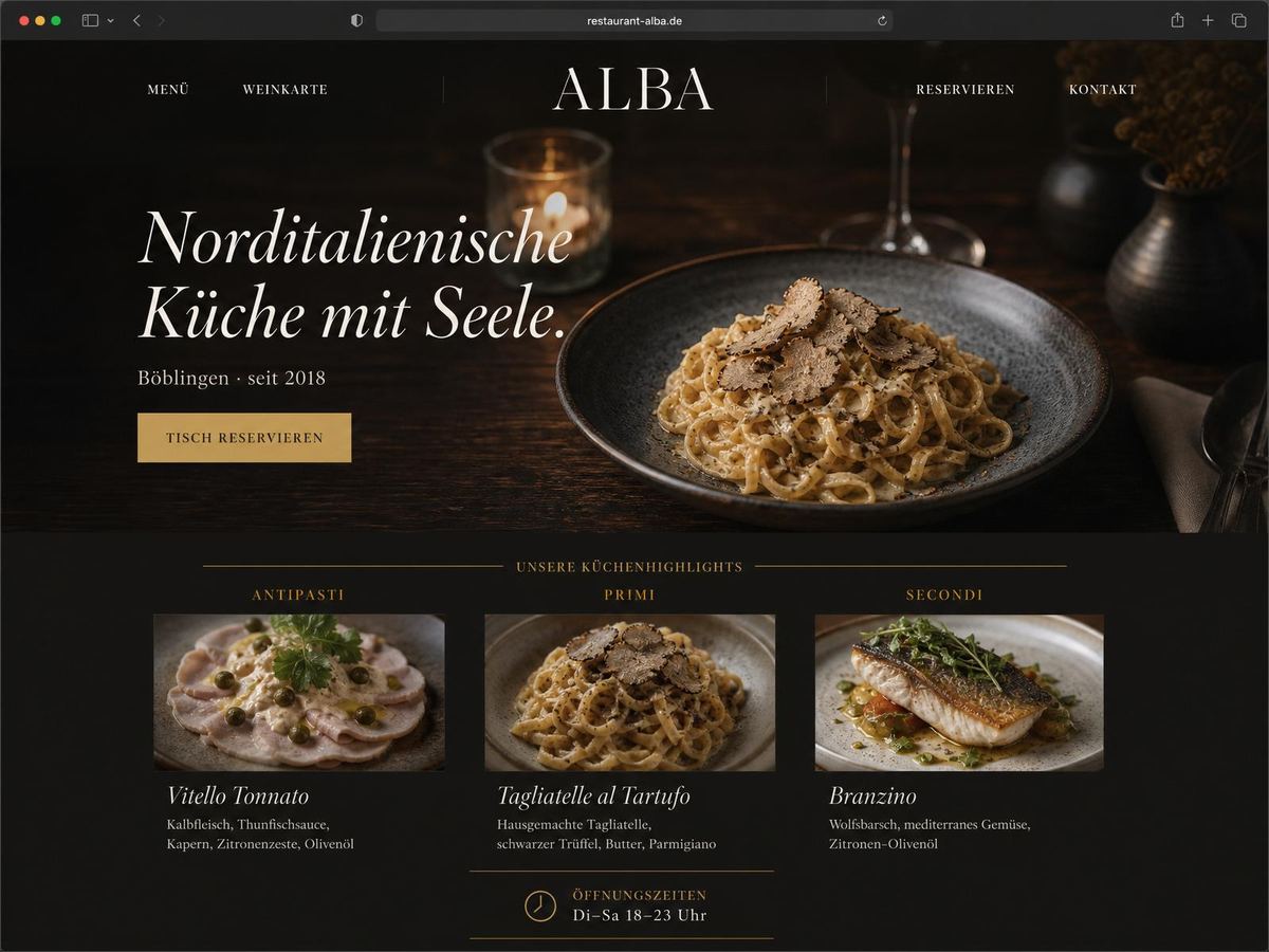 Website-Referenz: Restaurant Alba